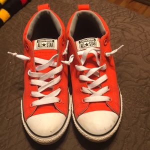 Orange low top converse